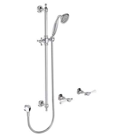 FIENZA 339103 LILLIAN LEVER RAIL SHOWER SET CHROME AND COLOURED WITH CERAMIC HANDLES - Urban Designs Bathroom and Kitchen