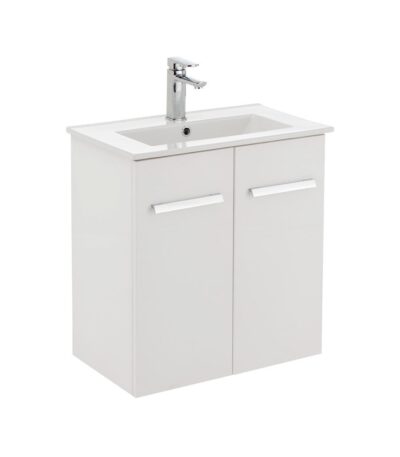 FIENZA 60D DELGADO SLIM WALL HUNG VANITY 600 GLOSS WHITE - Urban Designs Bathroom and Kitchen