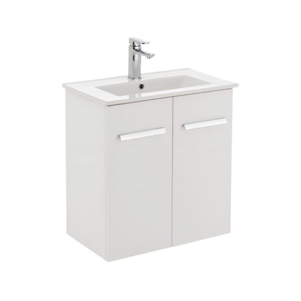FIENZA 60D DELGADO SLIM WALL HUNG VANITY 600 GLOSS WHITE - Urban Designs Bathroom and Kitchen