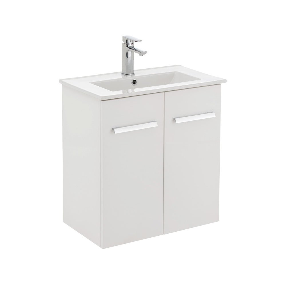 FIENZA 60D DELGADO SLIM WALL HUNG VANITY 600 GLOSS WHITE - Urban Designs Bathroom and Kitchen