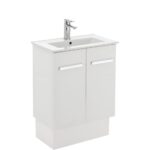 FIENZA 60DK DELGADO SLIM VANITY ON KICKBOARD 600 GLOSS WHITE - Urban Designs Bathroom and Kitchen
