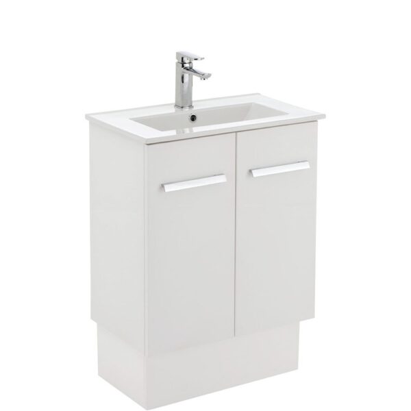 FIENZA 60DK DELGADO SLIM VANITY ON KICKBOARD 600 GLOSS WHITE - Urban Designs Bathroom and Kitchen