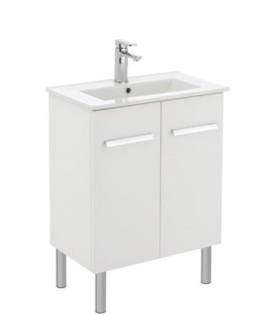FIENZA 60DL DELGADO SLIM VANITY ON LEGS 600 GLOSS WHITE - Urban Designs Bathroom and Kitchen
