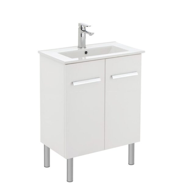 FIENZA 60DL DELGADO SLIM VANITY ON LEGS 600 GLOSS WHITE - Urban Designs Bathroom and Kitchen