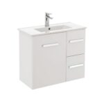 FIENZA 75D DELGADO SLIM WALL HUNG VANITY 750 LEFT/RIGHT HAND DRAWERS GLOSS WHITE - Urban Designs Bathroom and Kitchen