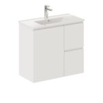 FIENZA 75DF SISKA SLIM WALL HUNG VANITY 750 LEFT/RIGHT HAND DRAWERS SATIN WHITE - Urban Designs Bathroom and Kitchen