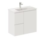 FIENZA 75DF SISKA SLIM WALL HUNG VANITY 750 LEFT/RIGHT HAND DRAWERS SATIN WHITE - Urban Designs Bathroom and Kitchen