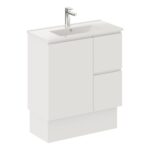 FIENZA 75DFK SISKA SLIM VANITY ON KICKBOARD 750 LEFT/RIGHT HAND DRAWERS SATIN WHITE - Urban Designs Bathroom and Kitchen