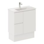 FIENZA 75DFK SISKA SLIM VANITY ON KICKBOARD 750 LEFT/RIGHT HAND DRAWERS SATIN WHITE - Urban Designs Bathroom and Kitchen