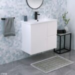 FIENZA 75DFK SISKA SLIM VANITY ON KICKBOARD 750 LEFT/RIGHT HAND DRAWERS SATIN WHITE - Urban Designs Bathroom and Kitchen
