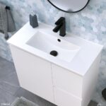 FIENZA 75DFK SISKA SLIM VANITY ON KICKBOARD 750 LEFT/RIGHT HAND DRAWERS SATIN WHITE - Urban Designs Bathroom and Kitchen