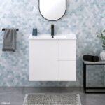 FIENZA 75DFK SISKA SLIM VANITY ON KICKBOARD 750 LEFT/RIGHT HAND DRAWERS SATIN WHITE - Urban Designs Bathroom and Kitchen