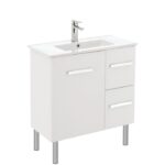 FIENZA 75DL DELGADO SLIM VANITY ON LEGS 750 LEFT/RIGHT HAND DRAWERS GLOSS WHITE - Urban Designs Bathroom and Kitchen