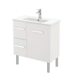 FIENZA 75DL DELGADO SLIM VANITY ON LEGS 750 LEFT/RIGHT HAND DRAWERS GLOSS WHITE - Urban Designs Bathroom and Kitchen