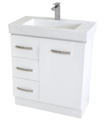 FIENZA 75VKW REGENT SLIM VANITY ON KICKBOARD 750 GLOSS WHITE - Urban Designs Bathroom and Kitchen