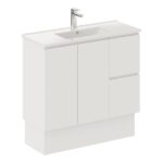 FIENZA 90DFK SISKA SLIM VANITY ON KICKBOARD 900 LEFT/RIGHT HAND DRAWERS SATIN WHITE - Urban Designs Bathroom and Kitchen