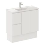 FIENZA 90DFK SISKA SLIM VANITY ON KICKBOARD 900 LEFT/RIGHT HAND DRAWERS SATIN WHITE - Urban Designs Bathroom and Kitchen