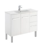 FIENZA 90DL DELGADO SLIM VANITY ON LEGS 900 LEFT/RIGHT HAND DRAWERS GLOSS WHITE - Urban Designs Bathroom and Kitchen