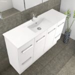 FIENZA 90DL DELGADO SLIM VANITY ON LEGS 900 LEFT/RIGHT HAND DRAWERS GLOSS WHITE - Urban Designs Bathroom and Kitchen