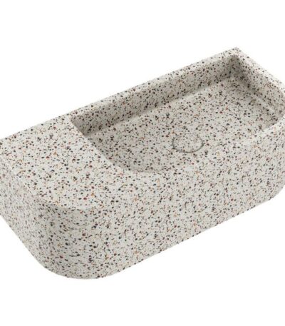 Fienza Blanca Concrete Wall Hung Basin Rh Bowl 650x300x200mm Terrazzo