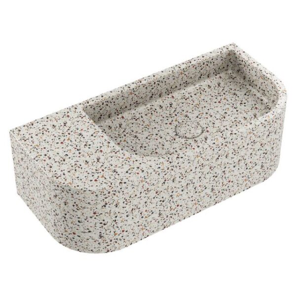 Fienza Blanca Concrete Wall Hung Basin Rh Bowl 650x300x200mm Terrazzo