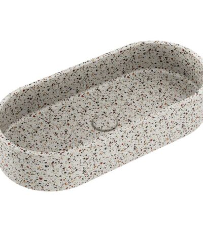 Fienza Jada Concrete Pill Basin Above Counter 600 x 280 x 120mm Terrazzo