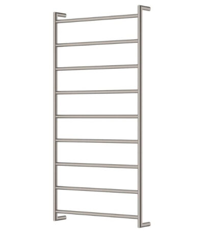 Fienza Kaya Round Heated Towel Rail 600X1200X100mm 9 Bars Brushed Nickel