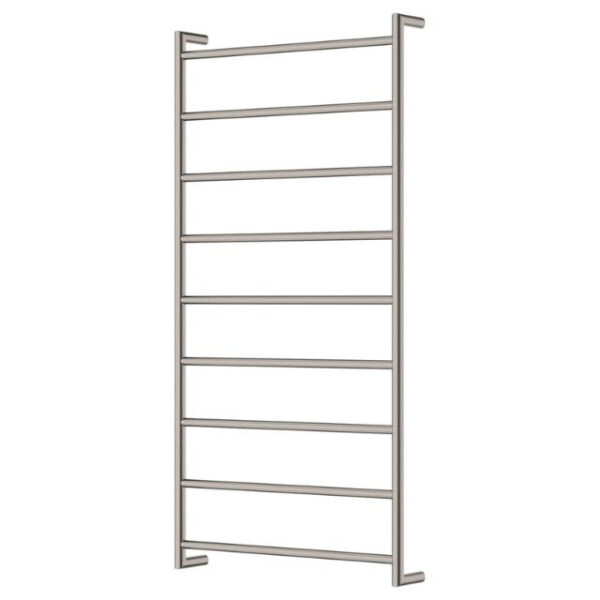 Fienza Kaya Round Heated Towel Rail 600X1200X100mm 9 Bars Brushed Nickel