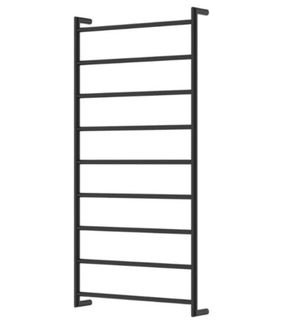 Fienza Kaya Round Heated Towel Rail 600X1200X100mm 9 Bars Matte Black