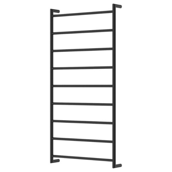 Fienza Kaya Round Heated Towel Rail 600X1200X100mm 9 Bars Matte Black