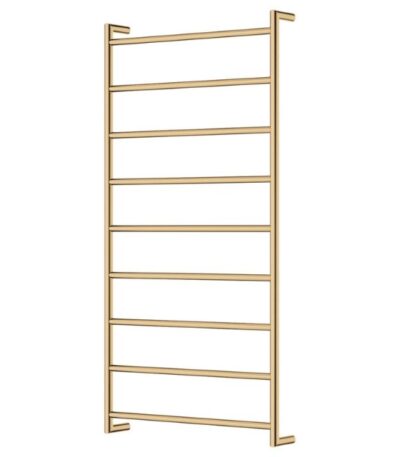 Fienza Kaya Round Heated Towel Rail 600X1200X100mm 9 Bars Urban Brass
