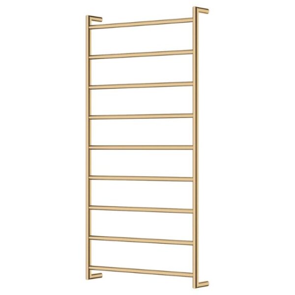 Fienza Kaya Round Heated Towel Rail 600X1200X100mm 9 Bars Urban Brass