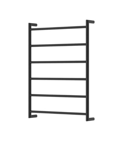Fienza Kaya Round Heated Towel Rail 600X800X100mm 6 Bars Matte Black