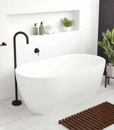 Fienza Kaya Slim Wall Matte White Stone Bath 1500mm