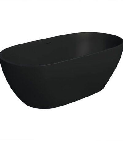 Fienza Luciana Matte Black Stone Freestanding Bath
