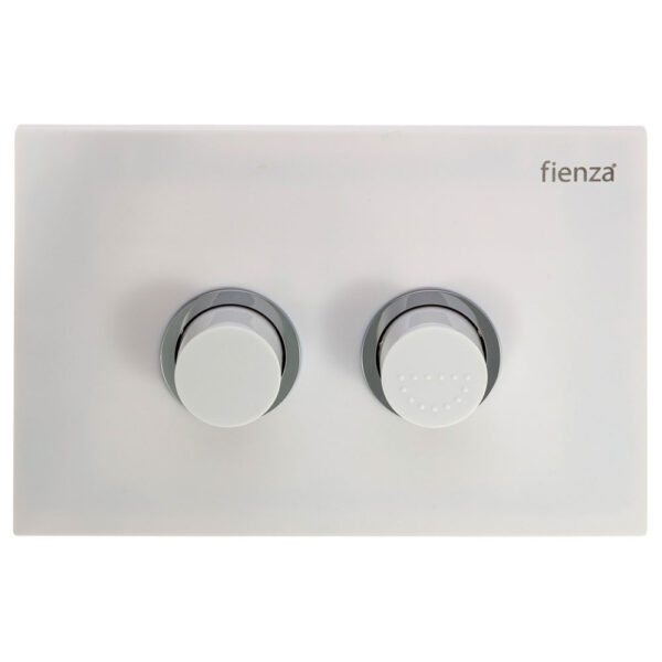 Fienza R&T Care Raised Button Flush Plate, Gloss White