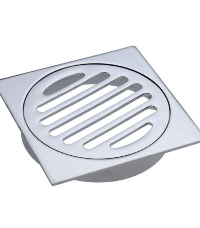 Fienza Square Floor Waste, Round Grate, 100mm Outlet - Chrome