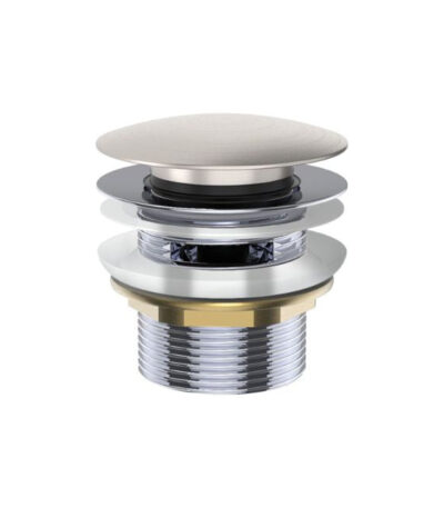 Fienza Universal Pull-Out/Pop-Up Brass Cap Bath Waste with Overflow Brushed Nickel
