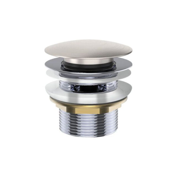 Fienza Universal Pull-Out/Pop-Up Brass Cap Bath Waste with Overflow Brushed Nickel