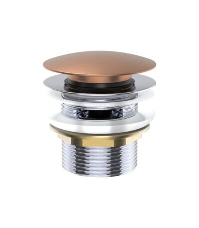 Fienza Universal Pull-Out/Pop-Up Brass Cap Bath Waste with Overflow Brushed Copper