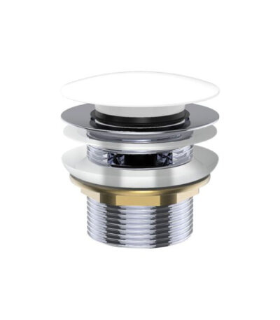 Fienza Universal Pull-Out/Pop-Up Brass Cap Bath Waste with Overflow Gloss White