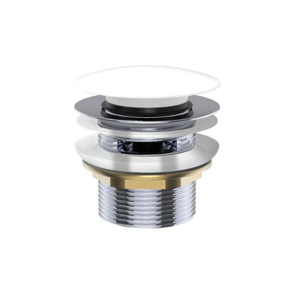 Fienza Universal Pull-Out/Pop-Up Brass Cap Bath Waste with Overflow Gloss White