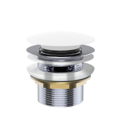 Fienza Universal Pull-Out/Pop-Up Brass Cap Bath Waste with Overflow Matte White