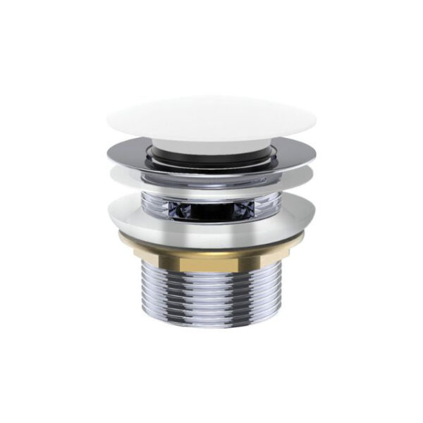 Fienza Universal Pull-Out/Pop-Up Brass Cap Bath Waste with Overflow Matte White