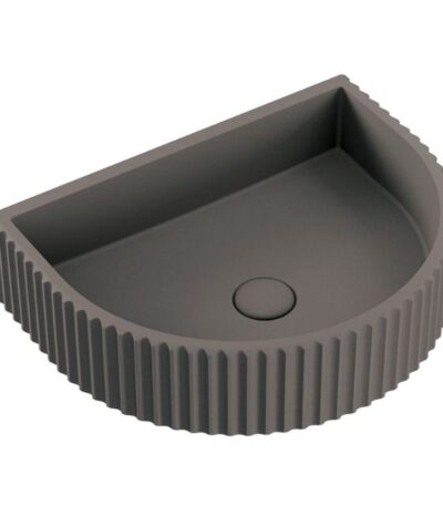 Fienza Valentina Concrete Fluted Arch Wall Basin 465 x 360 x 119mm Warm Grey