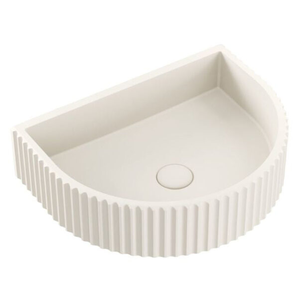 Fienza Valentina Concrete Fluted Arch Wall Basin 465 x 360 x 119mm Warm White