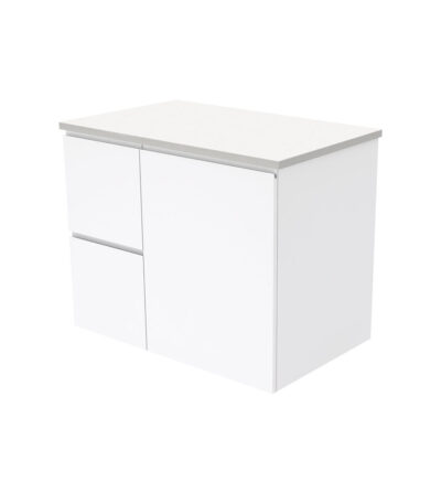 Fingerpull Gloss White 750 Wall-Hung Cabinet, Left Hand Drawers