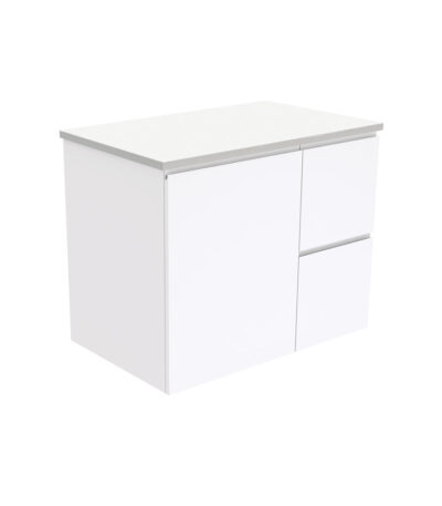 Fingerpull Gloss White 750 Wall-Hung Cabinet, Right Hand Drawers