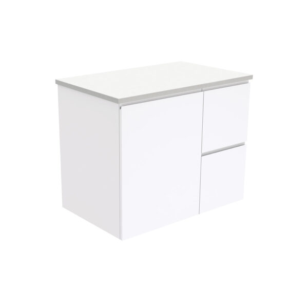 Fingerpull Gloss White 750 Wall-Hung Cabinet, Right Hand Drawers