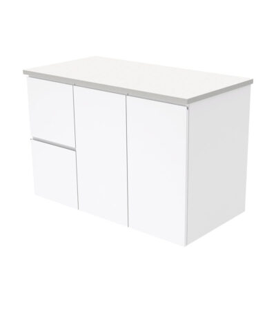 Fingerpull Gloss White 900 Wall-Hung Cabinet, Left Hand Drawers